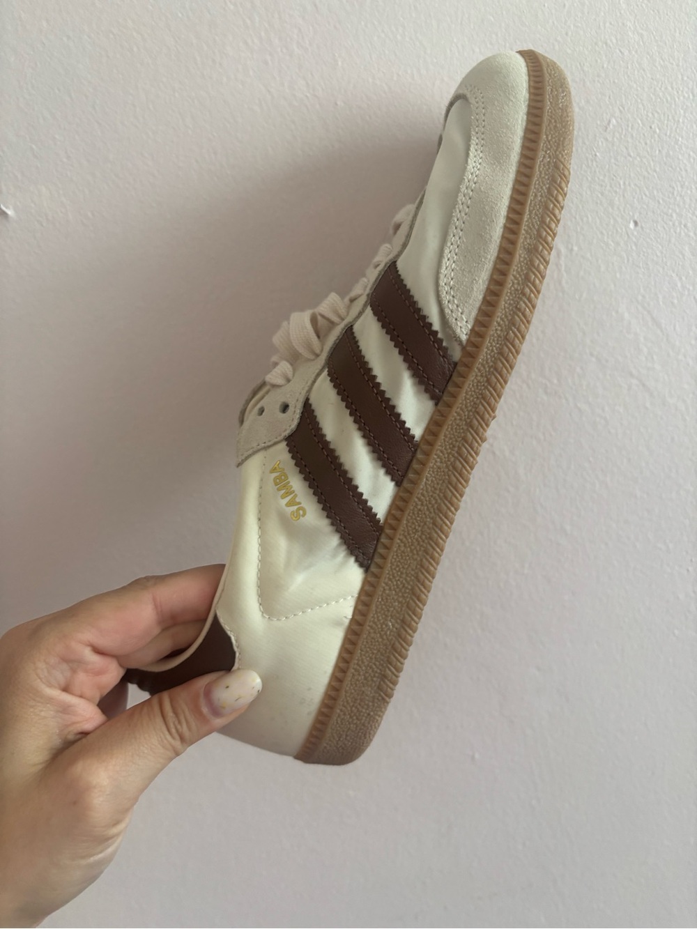 adidas Samba OG Cream and Brown Sneakers - Picture 3 of 8